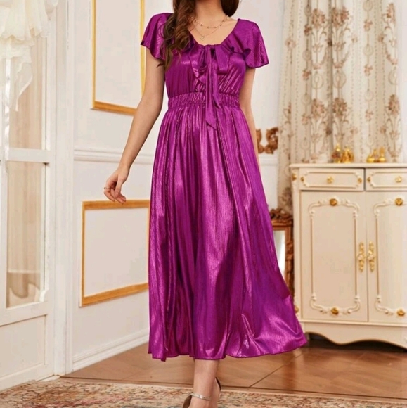 Women's shiny silky dress - Picture 5 of 7